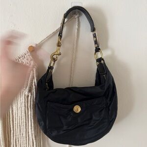Coach Black Hobo Bag with Gold Accents